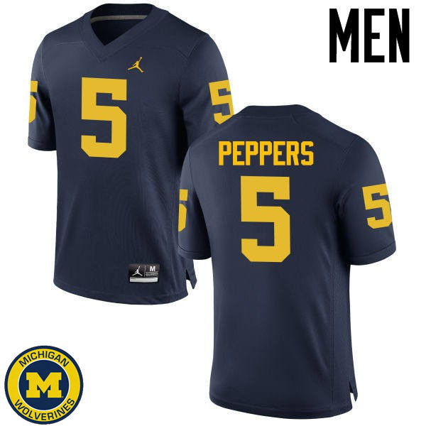 Men's Michigan Wolverines #5 Jabrill Peppers Navy Official Game Jersey